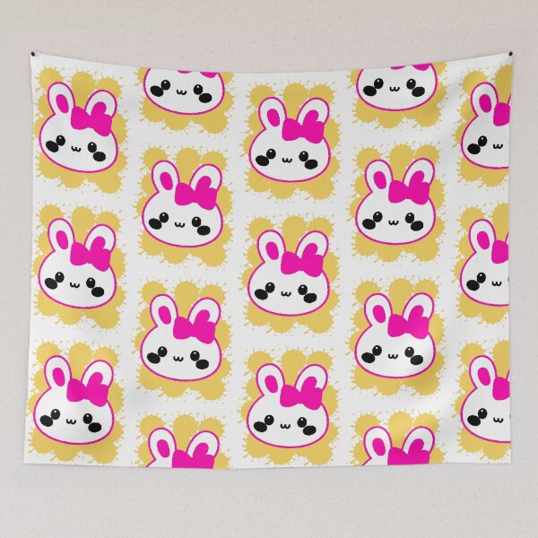 Item preview, Kawaii Pink Rabbit with Bow and Yellow Spots designed and sold by AstronautMerch.