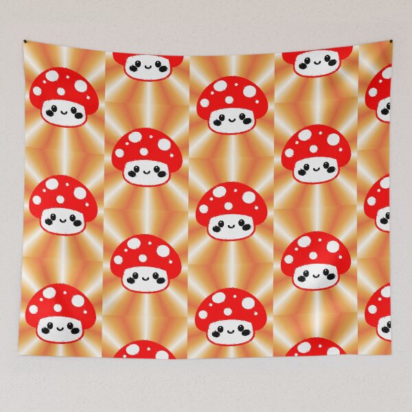 Item preview, Kawaii Red Mushroom with Shiny Happy Face designed and sold by AstronautMerch.