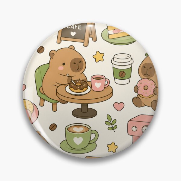 Item preview, Capybara Donut Café Pattern designed and sold by Soft Berry Studio.