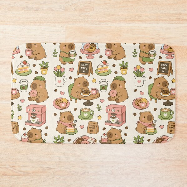 Item preview, Capybara Donut Café Pattern designed and sold by Soft Berry Studio.