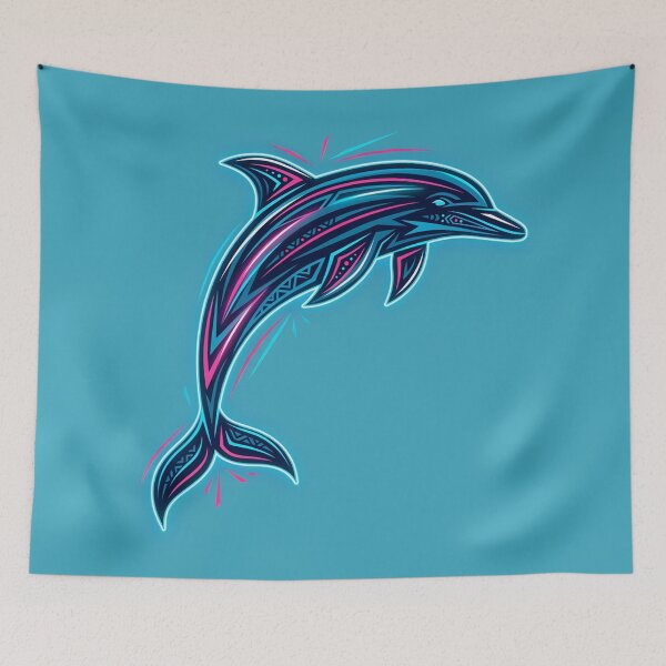 Item preview, Glowing Tribal Dolphin Neon Spirit designed and sold by SoftStyleStudio ⭐⭐⭐.