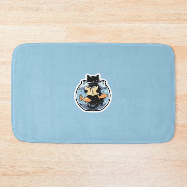 Item preview, Black Cat Reading Book Fishbowl Surreal Funny Design designed and sold by BooDesignStudio.