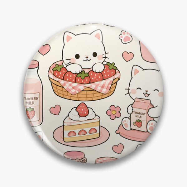 Item preview, Strawberry Milk Cat Pattern designed and sold by Soft Berry Studio.