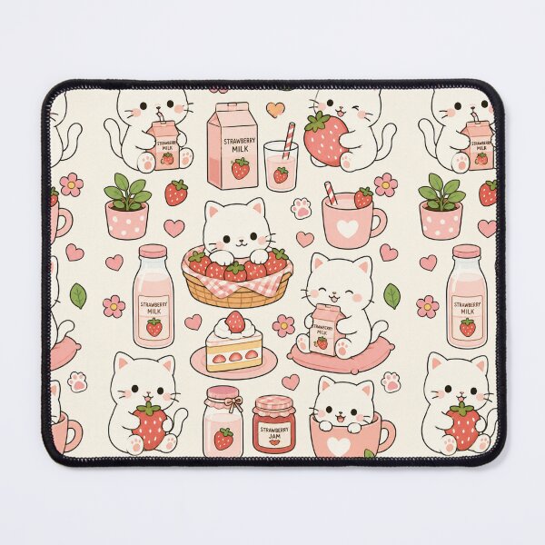Item preview, Strawberry Milk Cat Pattern designed and sold by Soft Berry Studio.