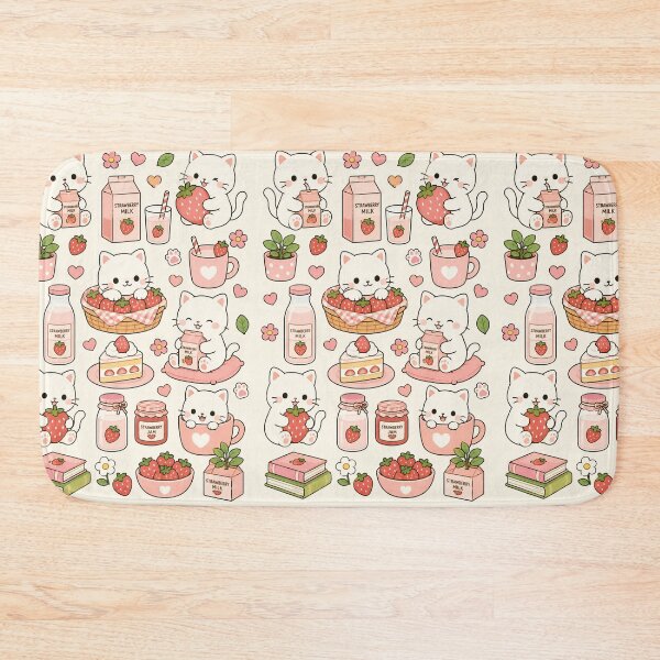 Item preview, Strawberry Milk Cat Pattern designed and sold by Soft Berry Studio.