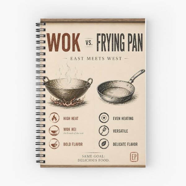 Item preview, ⁠Wok vs Frying Pan Kitchen Infographic Poster⁠ designed and sold by Easternpantry.