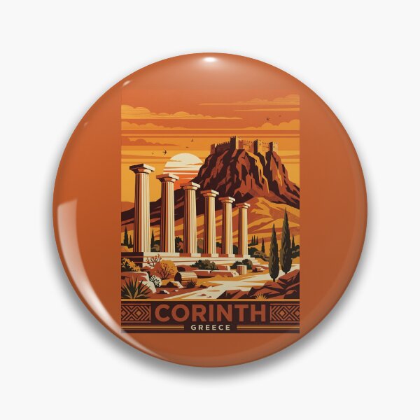 Item preview, Corinth Greece Vintage Travel Poster Temple Of Apollo designed and sold by RetroRewind Studio.