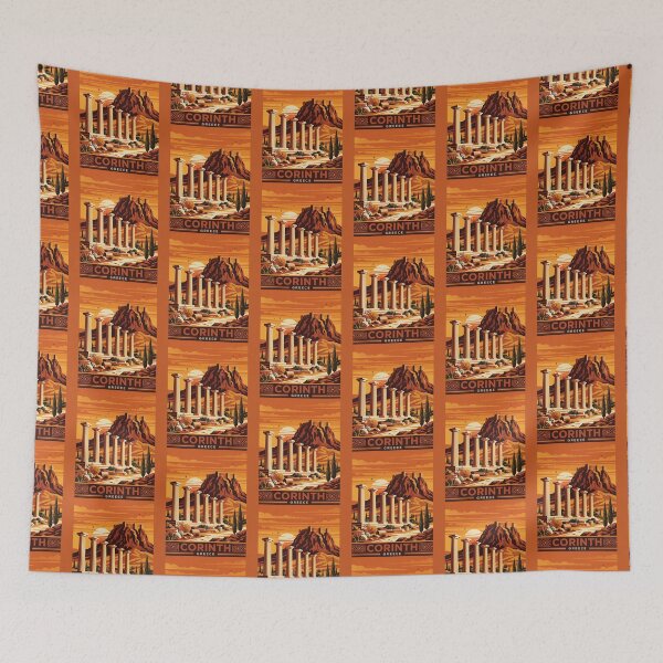 Item preview, Corinth Greece Vintage Travel Poster Temple Of Apollo designed and sold by RetroRewind Studio.