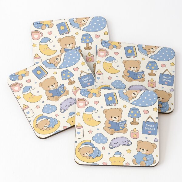 Item preview, Sleepy Teddy Bear Night Pattern designed and sold by Soft Berry Studio.