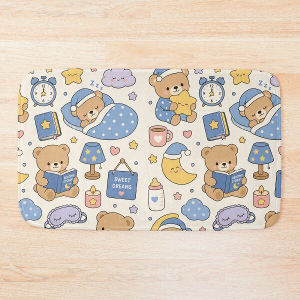 Item preview, Sleepy Teddy Bear Night Pattern designed and sold by Soft Berry Studio.