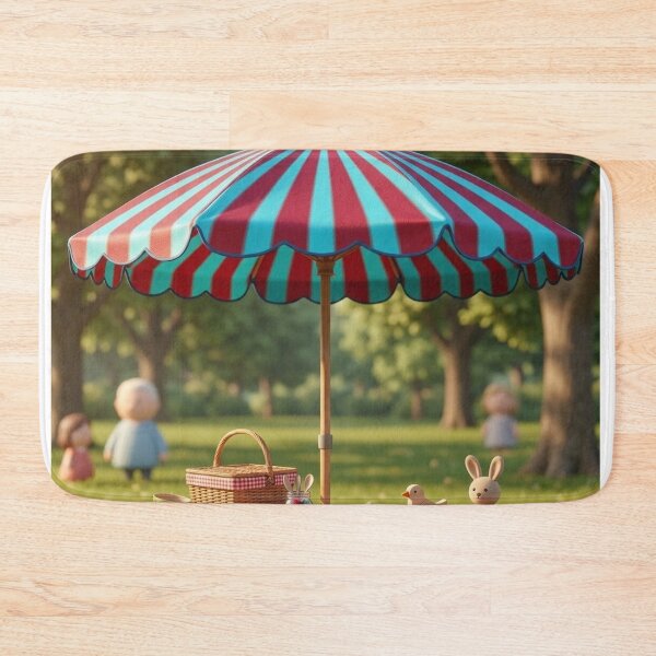 Item preview, Whimsical Sun-Striped Picnic Umbrella  designed and sold by AirCrayons27.