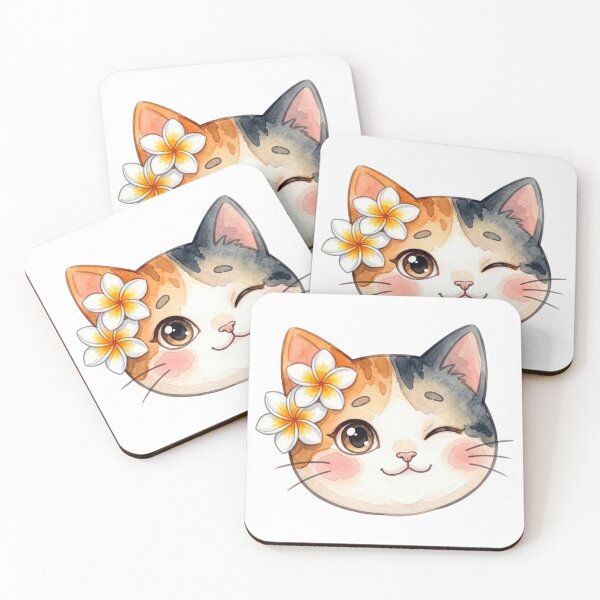 Item preview, Lani Wink – Playful Calico Cat Aloha Sticker designed and sold by LaniDigitalNook.