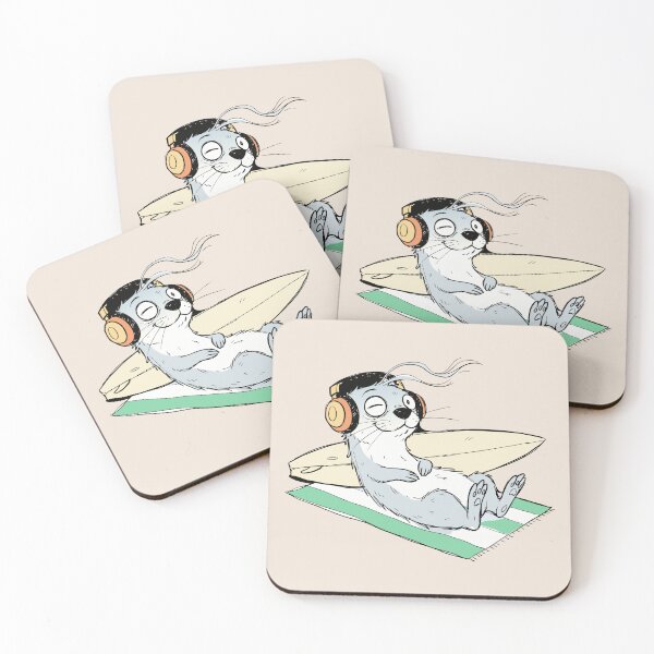 Item preview, Cute Sea Otter Relaxing Summer Surfer Beach Vibe Art designed and sold by Cipher & Soul.