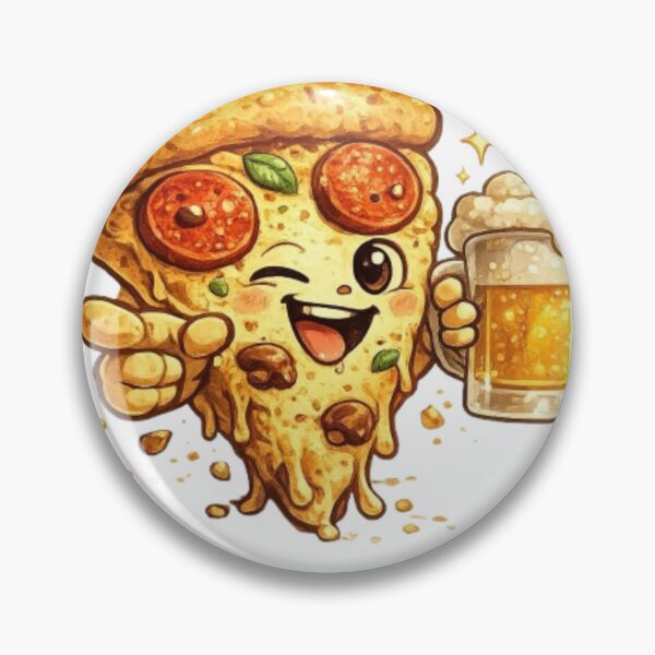 Item preview, Funny Pizza and Beer Mascot winking Slice and Mug designed and sold by Northern Glow Art.