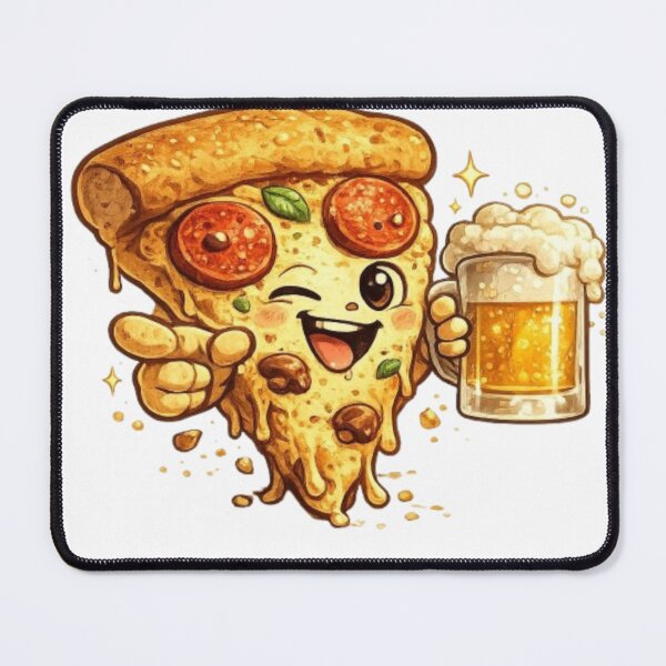 Item preview, Funny Pizza and Beer Mascot winking Slice and Mug designed and sold by Northern Glow Art.