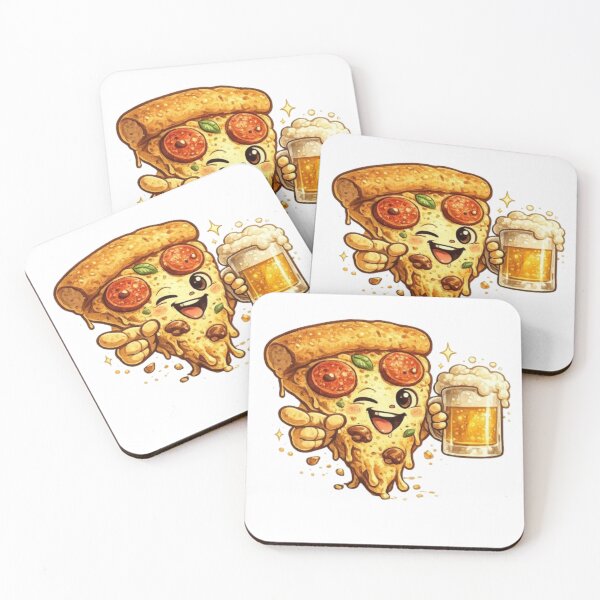 Item preview, Funny Pizza and Beer Mascot winking Slice and Mug designed and sold by Northern Glow Art.