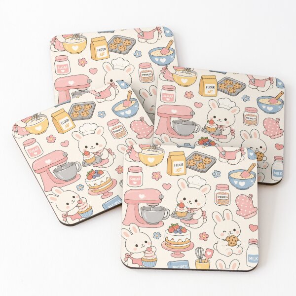Item preview, Sweet bunnies baking cookies Kawaii designed and sold by Soft Berry Studio.