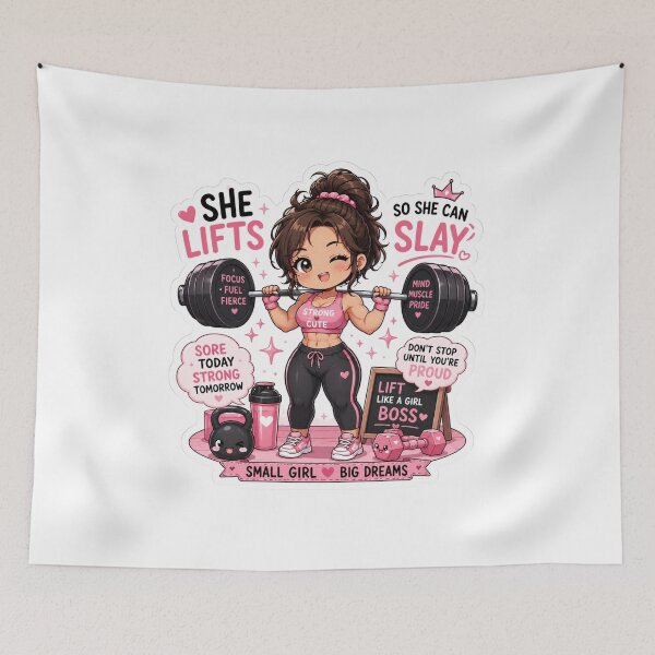 Item preview, She Lifts So She Can Slay Gym Girl Boss designed and sold by Digistore1221.