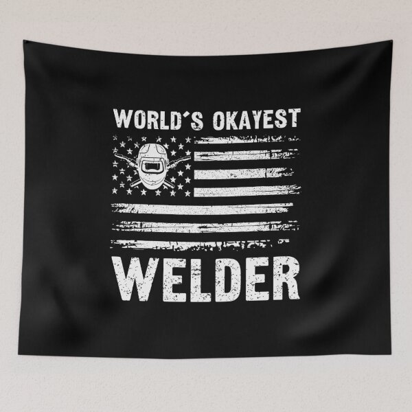 Item preview, World's Okayest Welder - Funny Patriotic Vintage American Flag designed and sold by Dmetalx Art Apparel.