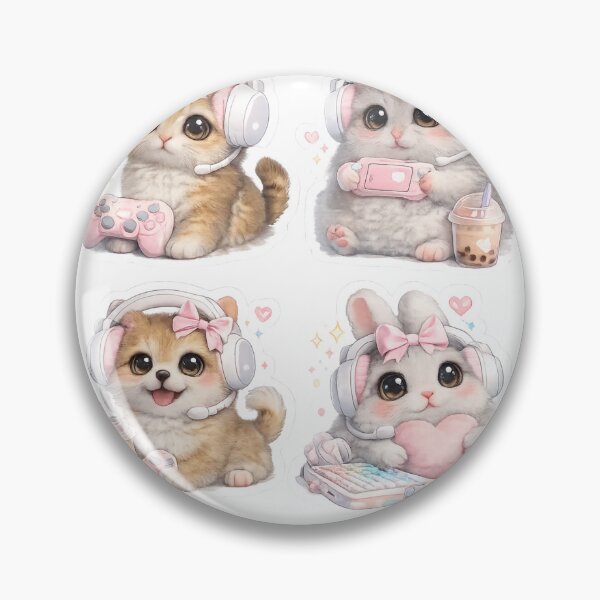 Item preview, Cute Kawaii Pastel Gamer Animals Gaming Kittens designed and sold by Digistore1221.