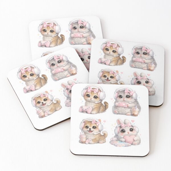 Item preview, Cute Kawaii Pastel Gamer Animals Gaming Kittens designed and sold by Digistore1221.