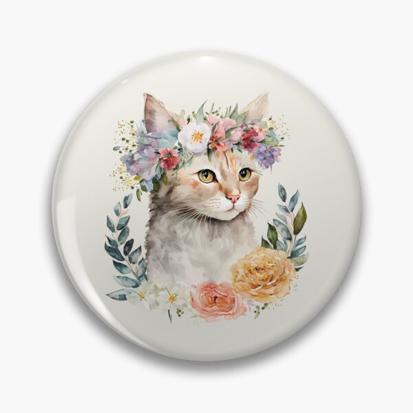 Item preview, Watercolor Cat with Flower Crown designed and sold by FloreDreamStudio.