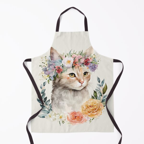 Item preview, Watercolor Cat with Flower Crown designed and sold by FloreDreamStudio.
