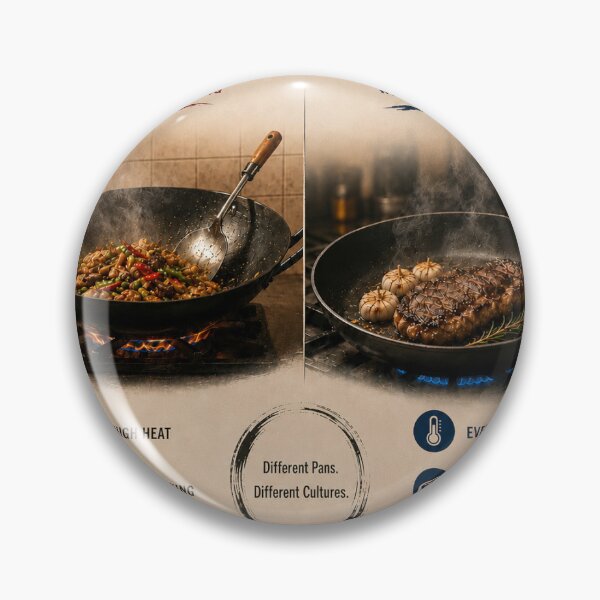 Item preview, Wok vs Frying Pan Kitchen Poster designed and sold by Easternpantry.
