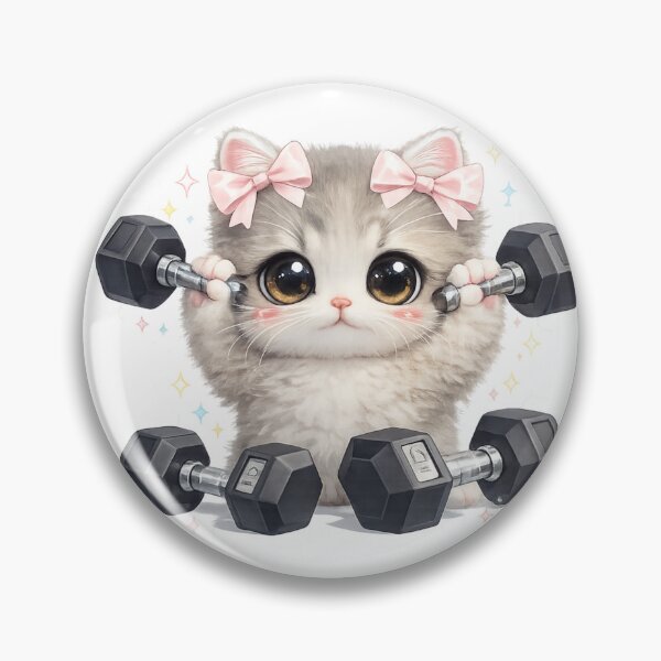 Item preview, Cute Kawaii Gym Kitten Lifting Dumbbells designed and sold by Digistore1221.