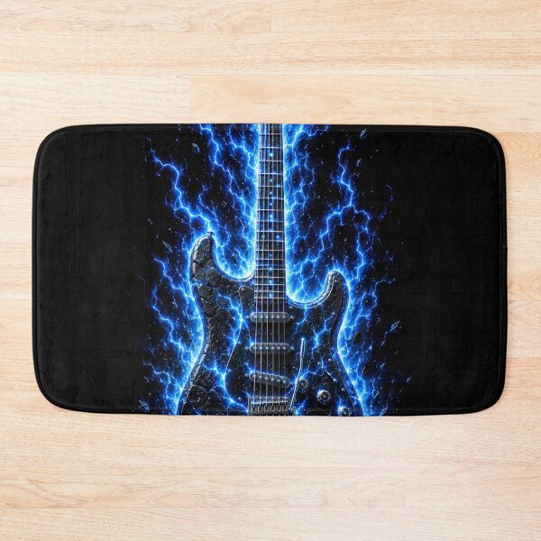 Item preview, Electric Guitar Blue Lightning Rock Art designed and sold by miraldymelody.