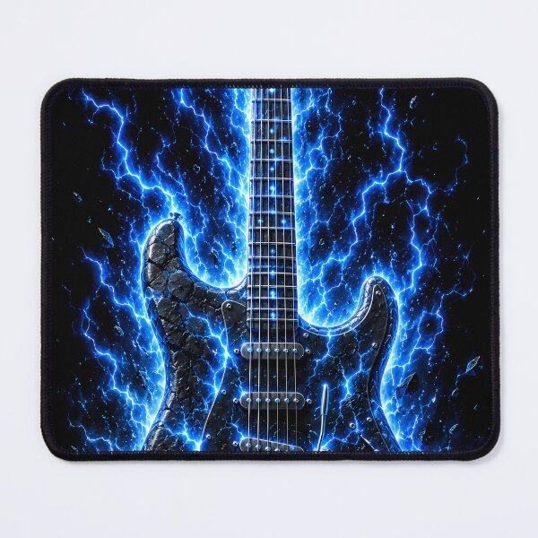 Item preview, Electric Guitar Blue Lightning Rock Art designed and sold by miraldymelody.