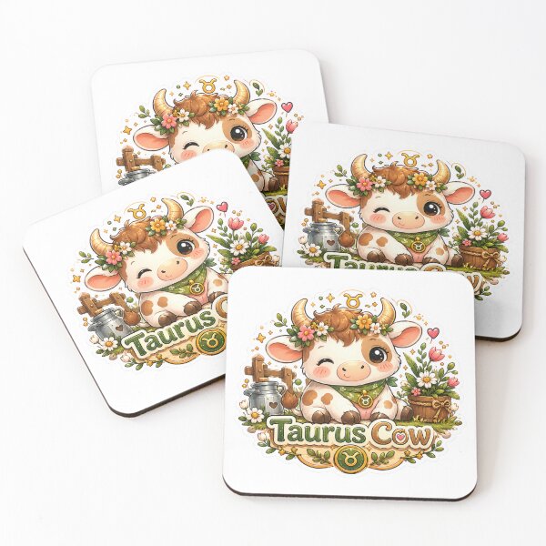 Item preview, Taurus Cow Sticker | Cute Zodiac Animal Sticker | Astrology Gift designed and sold by CozypagesStudio.