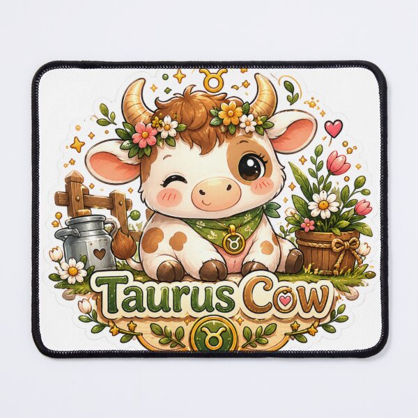 Item preview, Taurus Cow Sticker | Cute Zodiac Animal Sticker | Astrology Gift designed and sold by CozypagesStudio.