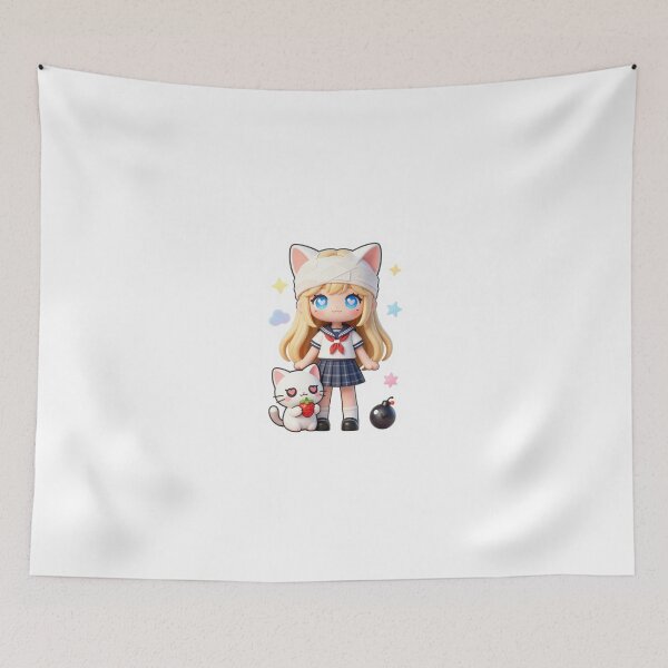 Item preview, Cute Anime Girl with Her Strawberry Cat designed and sold by Saeed73.
