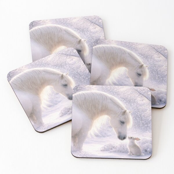 Item preview, Christmas Horse and Rabbit in Snowy Landscape designed and sold by Stephanie Laird.
