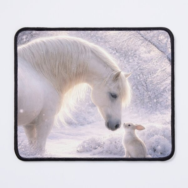 Item preview, Christmas Horse and Rabbit in Snowy Landscape designed and sold by Stephanie Laird.
