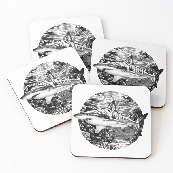 Item preview, Shark Reef Monochrome Ocean Design  designed and sold by Kelsey Worth.