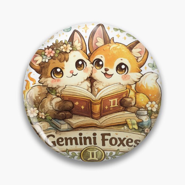 Item preview, Gemini Foxes Sticker | Cute Zodiac Twins | Astrology Animal Sticker designed and sold by CozypagesStudio.