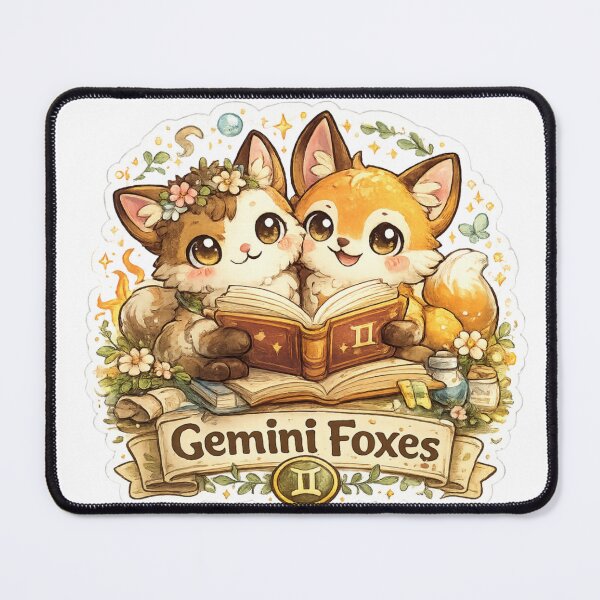 Item preview, Gemini Foxes Sticker | Cute Zodiac Twins | Astrology Animal Sticker designed and sold by CozypagesStudio.
