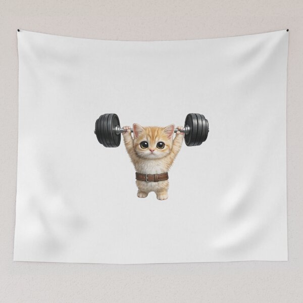 Item preview, Cute Kitten Overhead Press Strong Gym Cat designed and sold by Digistore1221.
