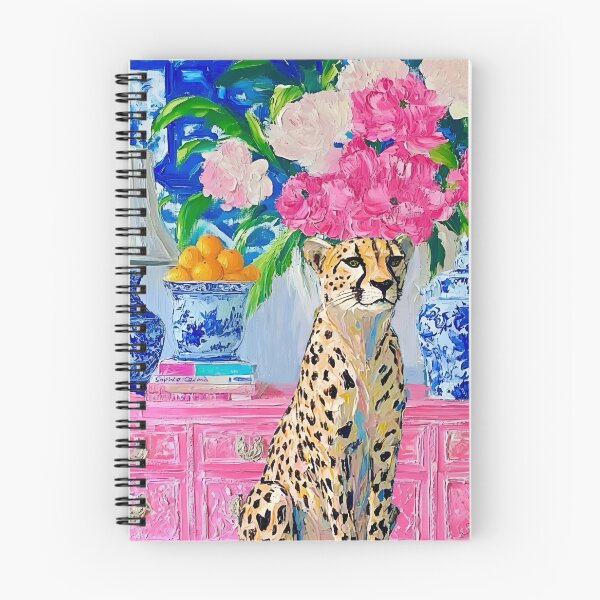 Item preview, Cheetah in a preppy pink interior designed and sold by SophieClimaArt.