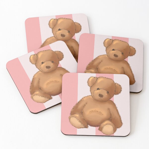 Item preview, Teddy bear on baby pink stripe designed and sold by OhNoNotAgain42.