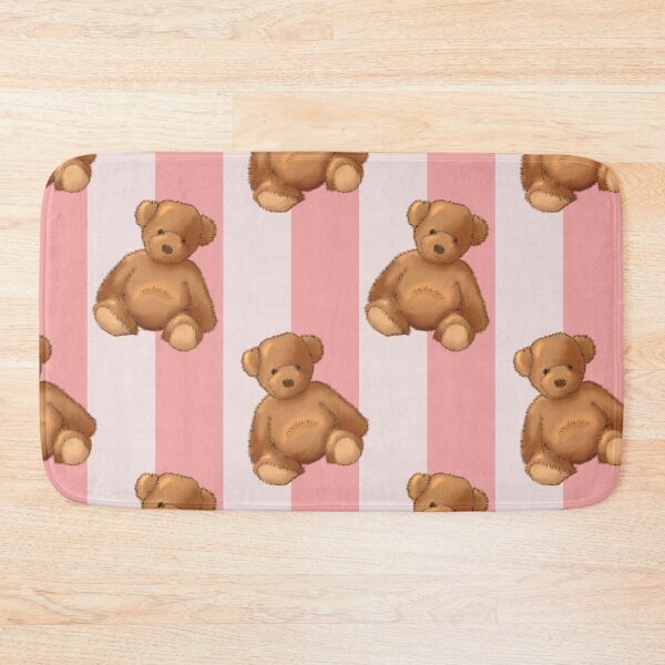 Item preview, Teddy bear on baby pink stripe designed and sold by OhNoNotAgain42.