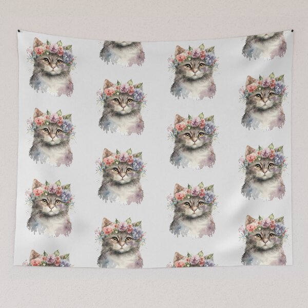 Item preview, Floral Crown Cat Portrait designed and sold by FloreDreamStudio.