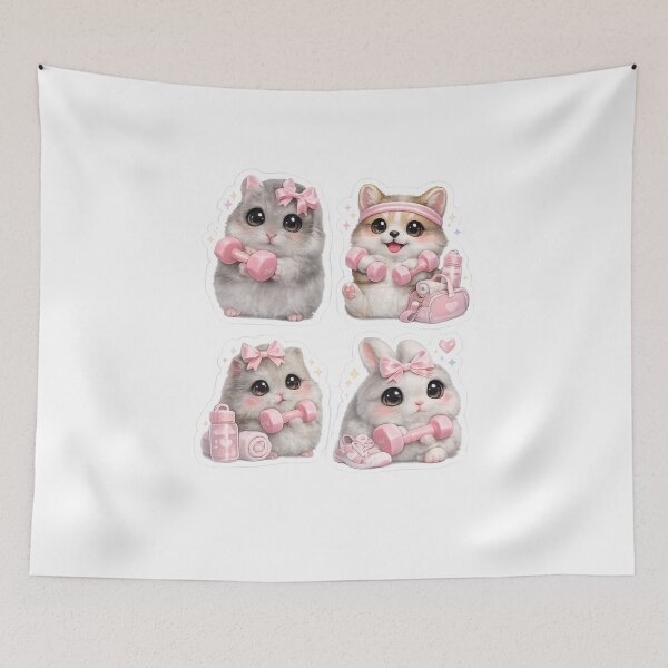Item preview, Cute Kawaii Gym Animals Workout Fitness Kittens designed and sold by Digistore1221.