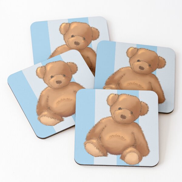 Item preview, Teddy bear on baby blue stripe designed and sold by OhNoNotAgain42.