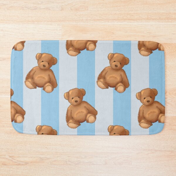 Item preview, Teddy bear on baby blue stripe designed and sold by OhNoNotAgain42.