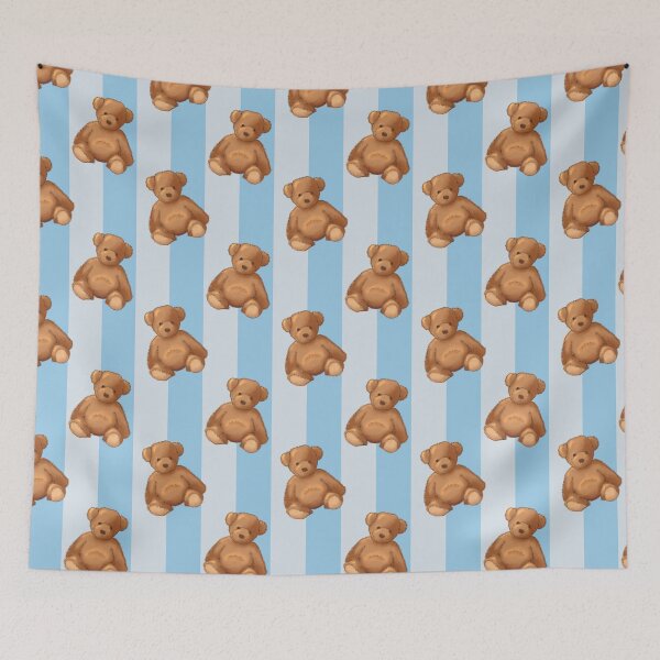 Item preview, Teddy bear on baby blue stripe designed and sold by OhNoNotAgain42.