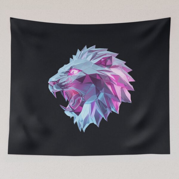 Item preview, Geometric Neon Lion Low Poly Art designed and sold by ItzLacarth.
