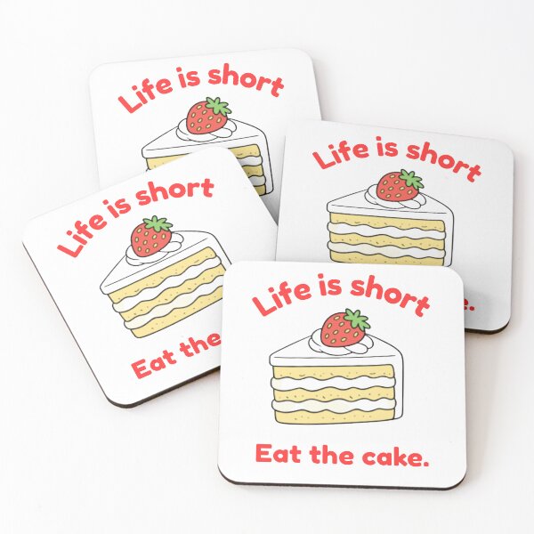 Item preview, Life Is Short Eat The Cake Cute Kawaii Strawberry Cake Slice designed and sold by Inka Moon Design.
